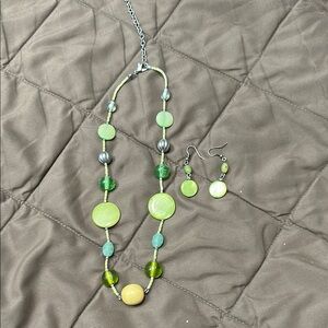 Multi colored Beaded costume Necklace  and Earring Set